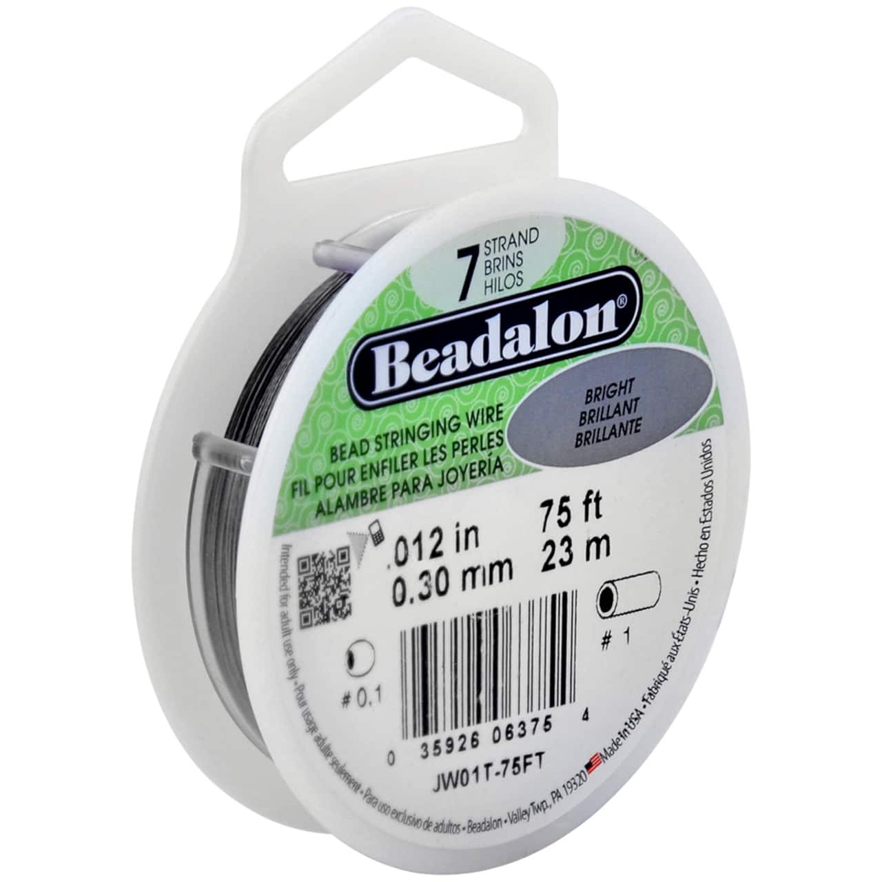 12 Pack: Beadalon® 0.012" Bright 7 Strand Bead Stringing Wire